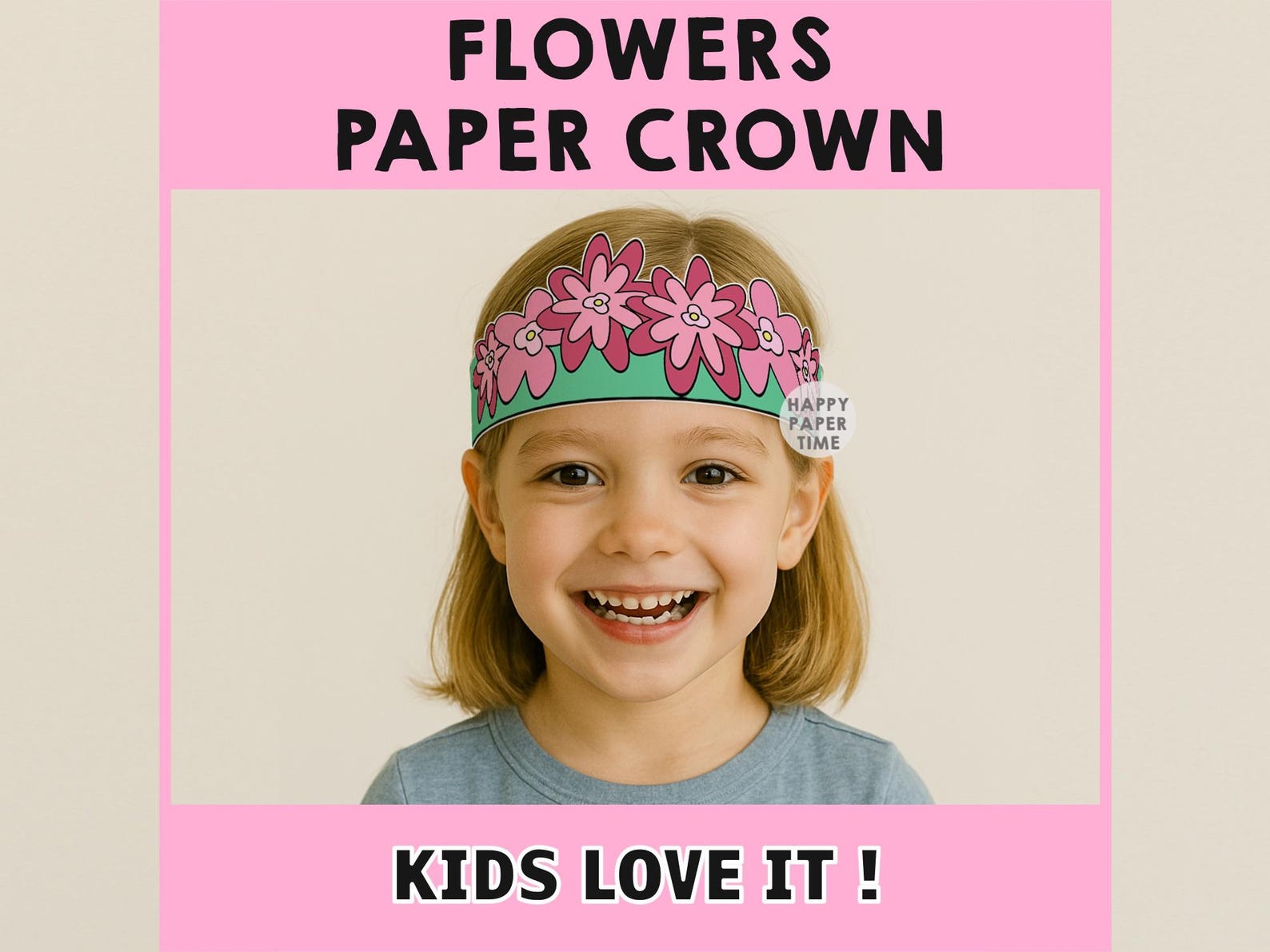 Flower Paper Crown Party Coloring Printable Kids Craft Spring Fairy ...
