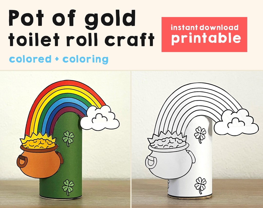 Pot of Gold Rainbow Toilet Paper Roll Craft Activity St. Patrick's Day ...