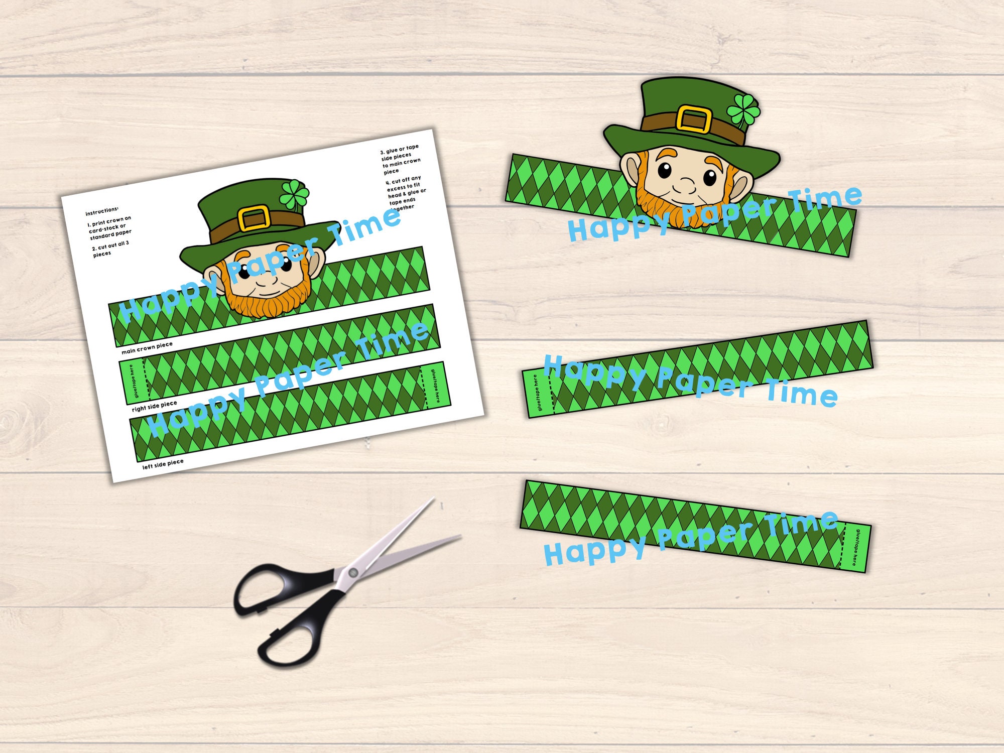 Leprechaun Paper Crown Headband St Patrick's Day Party Coloring ...