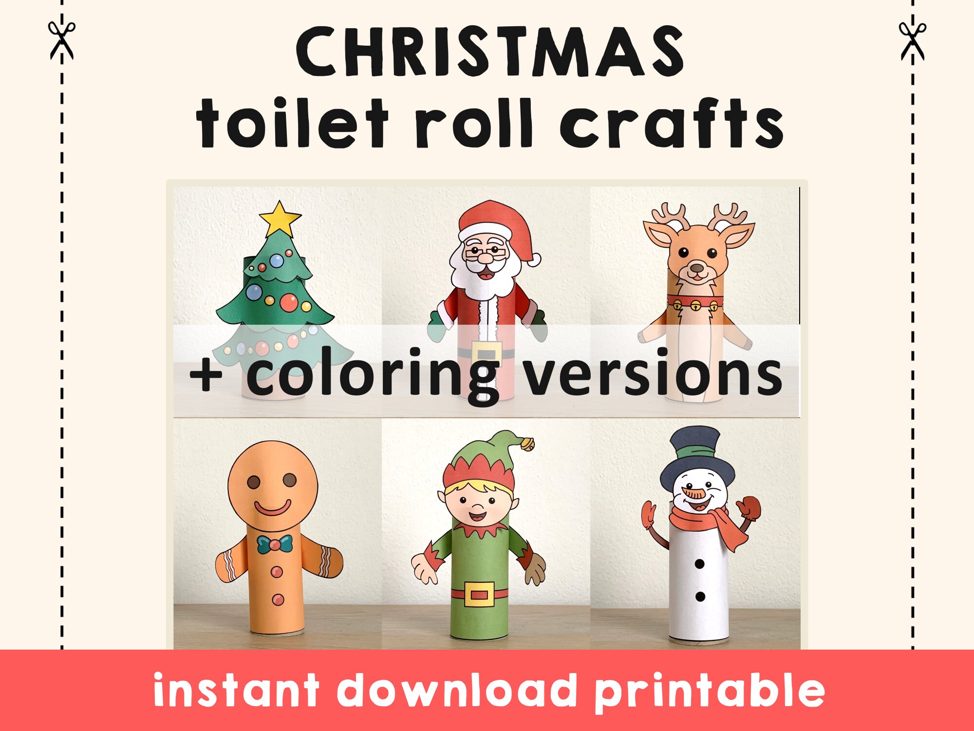 Santa toilet paper roll printable Christmas craft kids - Happy Paper Time