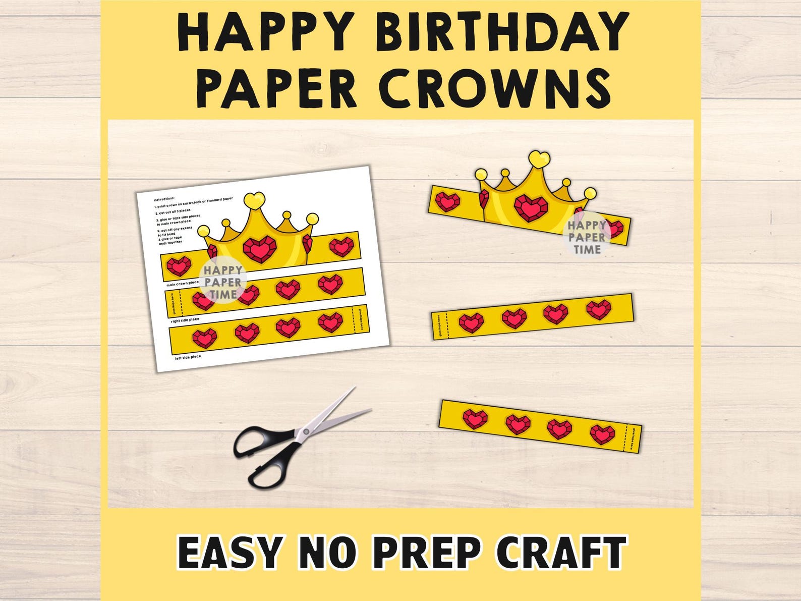 Happy Birthday Paper Crowns Party B-day Printable Celebration Kids ...