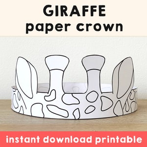 Orecchie di giraffa Corona di carta Festa da colorare stampabile Kids Craft safari africa Costume compleanno stampabile favore Costume fai da te - Download istantaneo