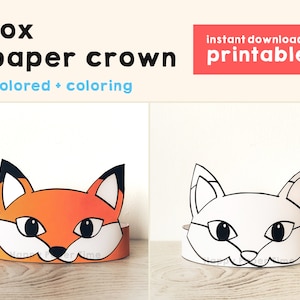 Fox Paper Crown Activity Coloring Printable Kids Craft Woodland Forest ...