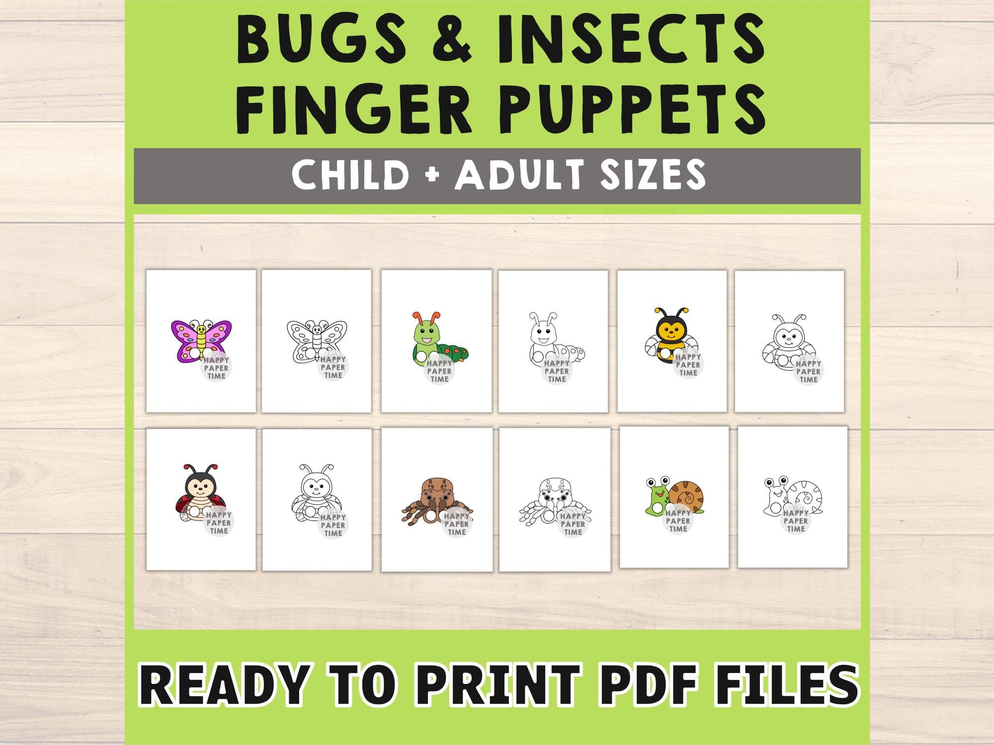 Bugs Insects Paper Craft Printable Finger Puppet Template Kids Craft Animal Birthday Party Kids Coloring Puppet Play Printable - Download - Etsy bugs-insects-paper-craft-printable-finger-puppet-template-kids-craft-animal-birthday-party-kids-coloring-puppet-play-printable-download-etsy