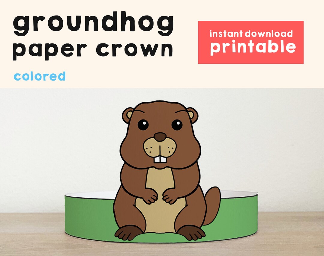 Groundhog Day Paper Crown Party Printable Kids Craft Spring - Etsy