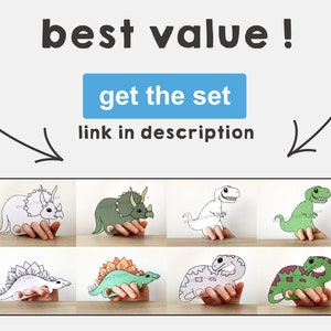 Dinosaur T-rex Paper Craft Printable Finger Puppet Kids Craft Dinosaur ...