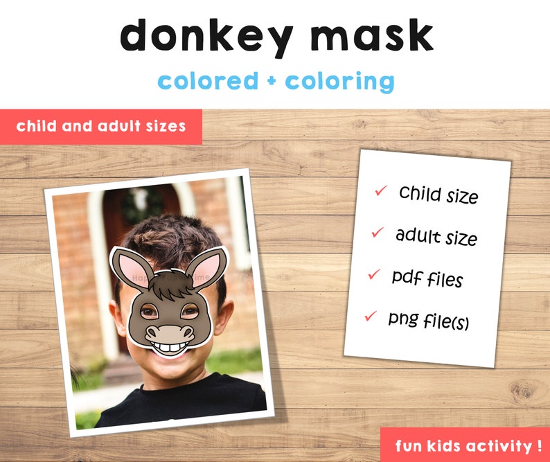 Donkey Mask Colour In Donkey Mask Template Costume Kids Diy Farm Animal Party Fun Favor ...