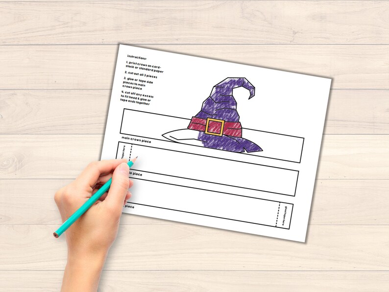  Witch Hat Paper Crown Template Halloween Party Headband Etsy