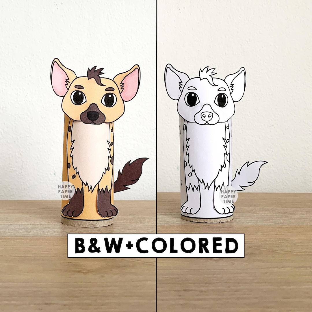 Hyena Toilet Paper Roll Craft African Animal Safari Party Coloring ...
