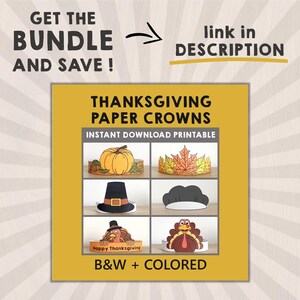 Pumpkin Paper Crown Headband Hat Craft Autumn Fall Thanksgiving Party Coloring Printable Kids Costume Favor Costume DIY - Instant Download image 6