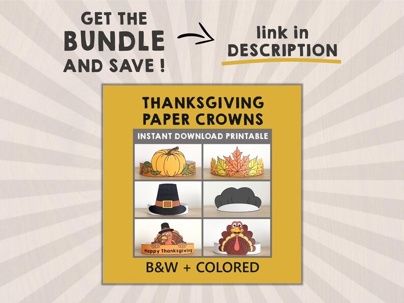 Pumpkin Paper Crown Headband Hat Craft Autumn Fall Thanksgiving Party Coloring Printable Kids Costume Favor Costume DIY - Instant Download image 6