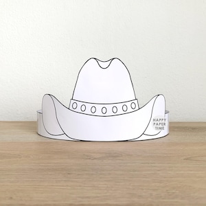 Cowboy Hat Paper Crown Party Coloring Printable Kids Craft Wild West Texas Costume Birthday Printable Favor Costume DIY - Instant Download