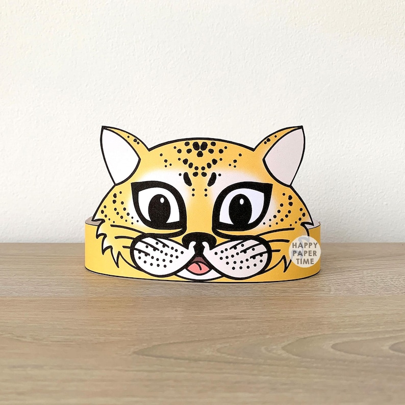 Cheetah Paper Crown Party Printable Kids Craft Safari Jungle Birthday ...