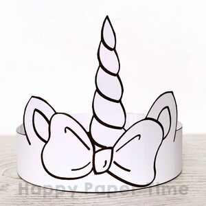 Unicorn Paper Crown Party Coloring Printable Kids Craft | Etsy