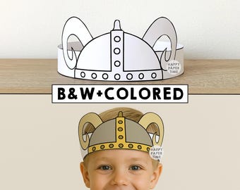 Wikinger Papier Krone Aktivität Printable Kinder Handwerk Helm mittelalterlichen Geburtstag Party Gefallen Wikinger Kostüm DIY druckbare sofortiger Download