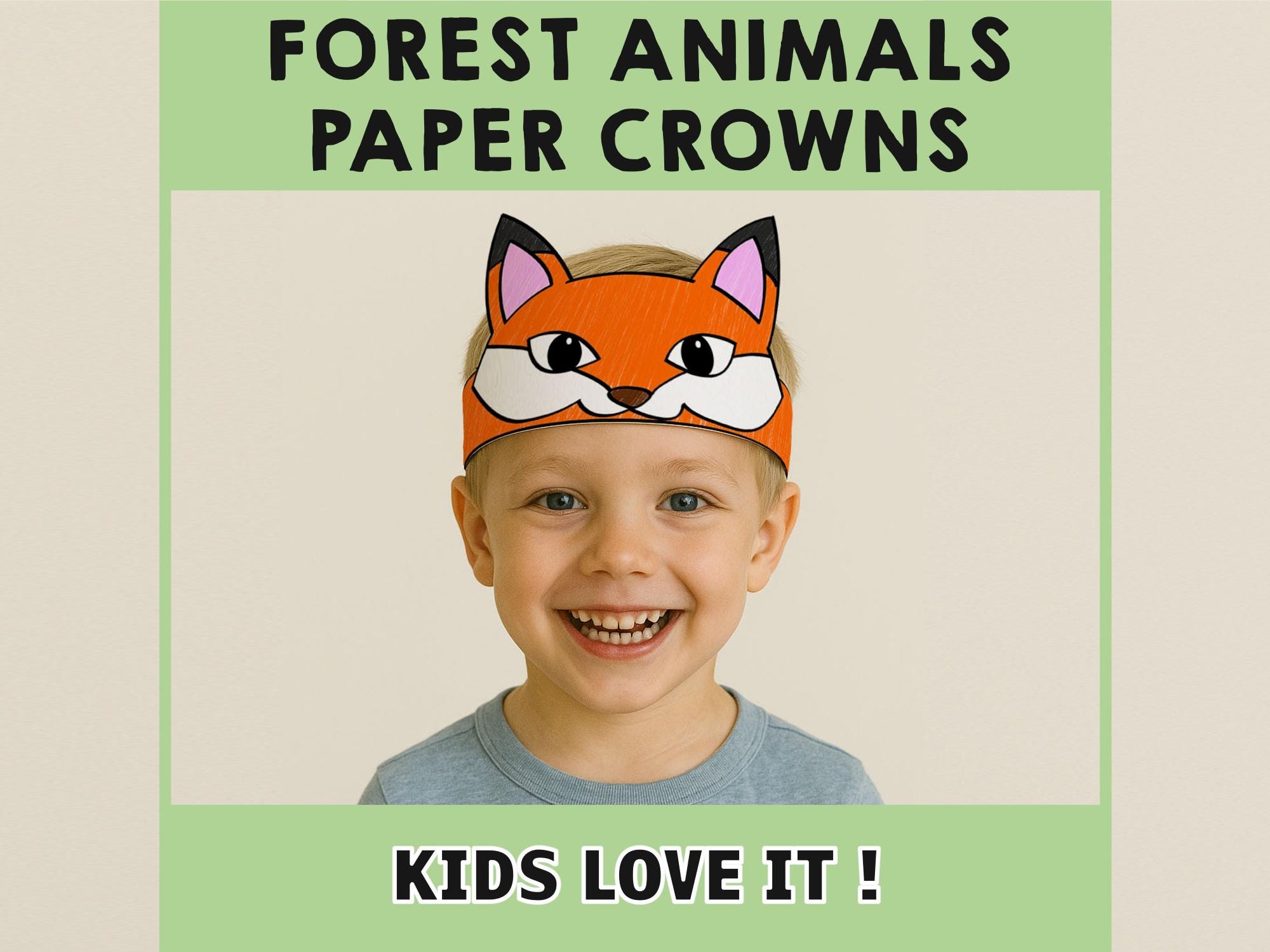 Forest Animals Paper Crowns Headbands Hats Activity Printable Kids ...