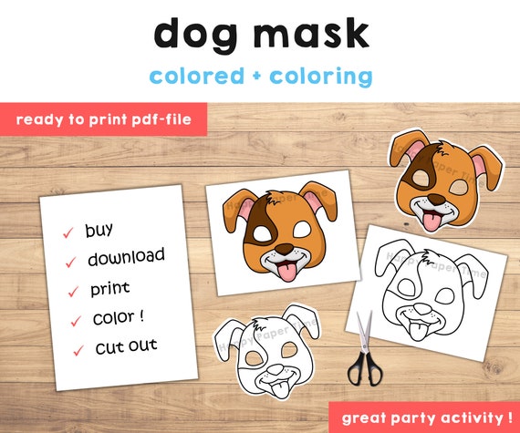 Pets Animal Paper Masks Printable Coloring Craft Activity Costume