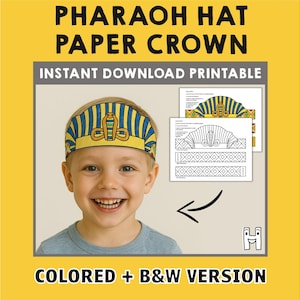 Pharaoh Paper Crown Ancient Egypt template Party Coloring Printable Kids Craft Birthday Favor pdf favor DIY - Instant Download