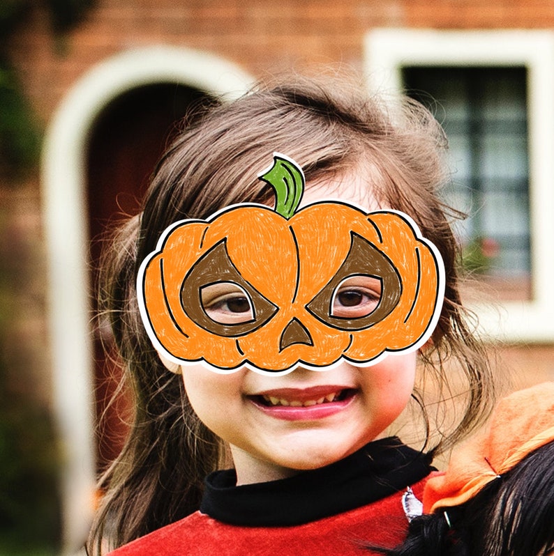 Pumpkin Mask Kids Costume Halloween Pumpkin Mask Diy Pumpkin Etsy