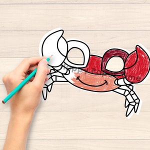 Crabe masque modèle costume enfants bricolage océan mer animal fête amusant faveur imprimable coloriage artisanat facile enfants téléchargement immédiat image 5