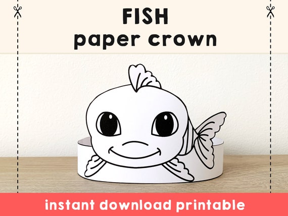 Buy Fish Paper Crown Party Coloring Printable Party Hat Kids Craft
