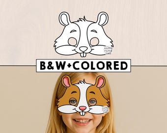 Hamster mask Paper Guinea Pig Activity Party Favor Pet printable pet costume coloring craft kids template