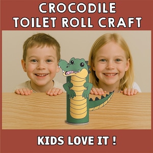Crocodile Toilet Paper Roll Craft Australian Animal Party Coloring Printable Decoration Kids Play Cut out Glue DIY - Instant Download image 4