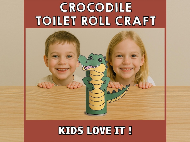 Crocodile Toilet Paper Roll Craft Australian Animal Party Coloring Printable Decoration Kids Play Cut out Glue DIY - Instant Download image 4