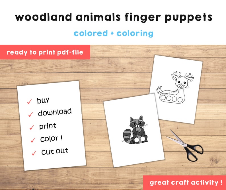 Woodland Animal Paper Craft Printable Finger Puppet Template - Etsy