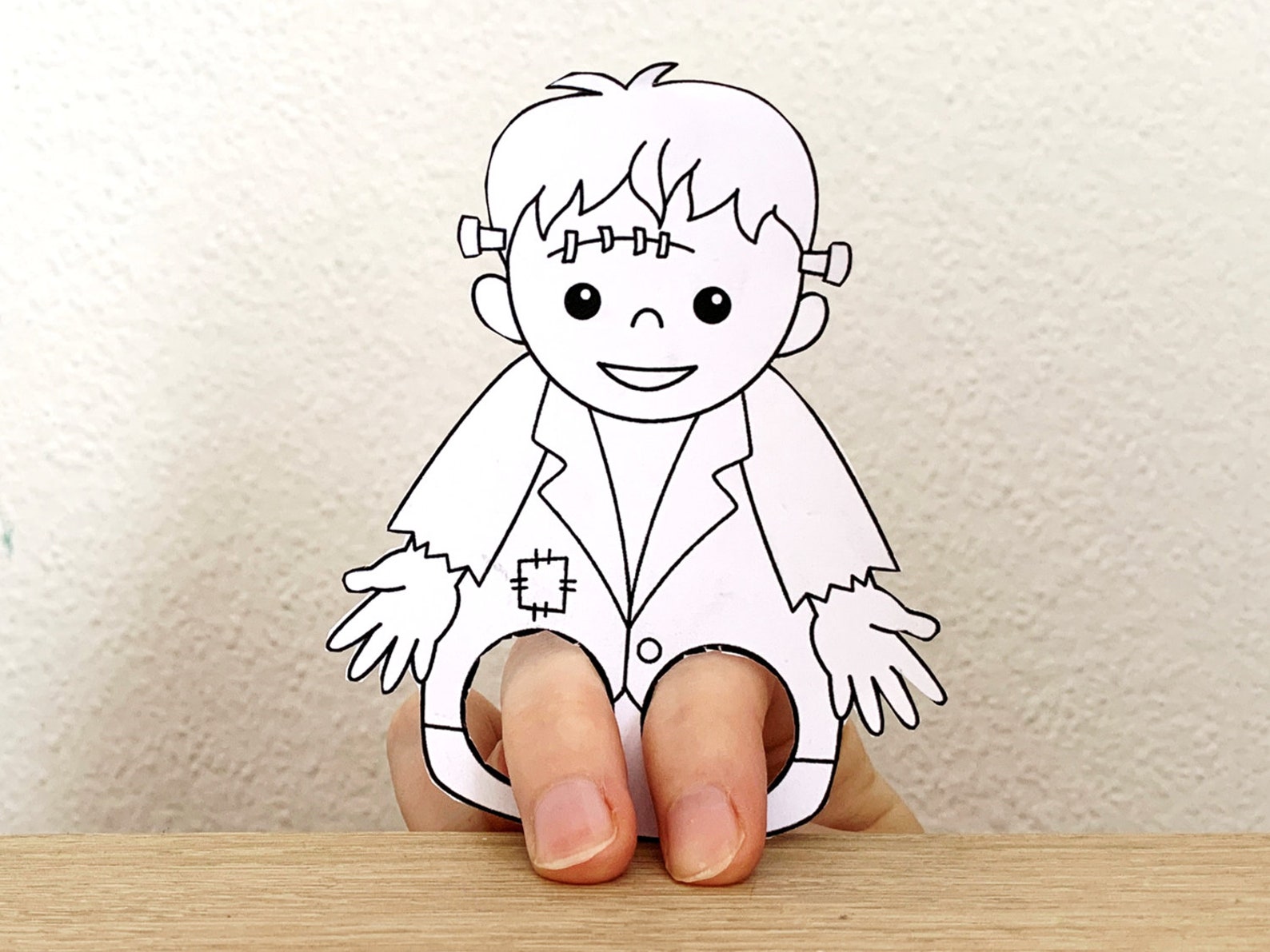 Frankenstein Paper Craft Printable Halloween Spooky Day Finger Puppet ...