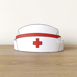 Krankenschwester Cap Hut Papier Krone Party Färbung druckbare Kinder Handwerk Arzt Kostüm Geburtstag druckbare Favor Kostüm DIY - Instant Download