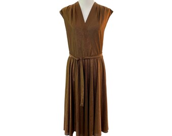 1970s 1980s Copper Shimmer Disco Dress/JC Penney