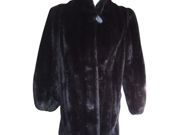 1980s Jordache Brown Faux Fur//Hip-Length//Disco Vibes