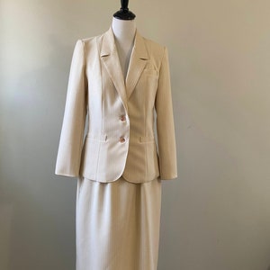 1970s/1980s Tan and White Stripe The Fashion Place Skirt Suit Set image 2