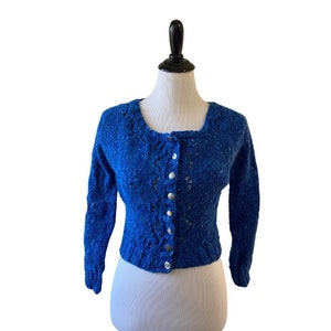 Handmade Blue Wool Cardigan Sweater