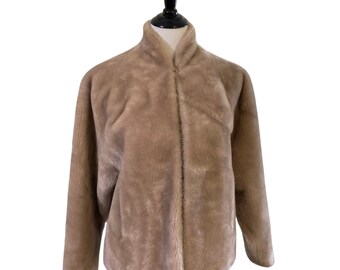 Vintage 1960s Sandy Beige Borgana Faux Fur Jacket