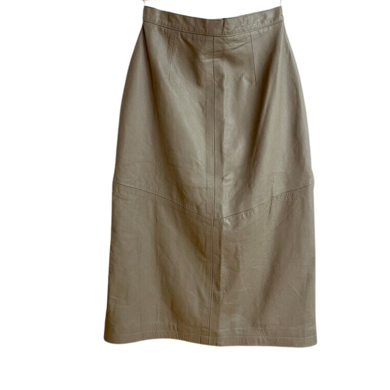 Vintage Putty Midi Doncaster Leather Skirt, 28 W image 1