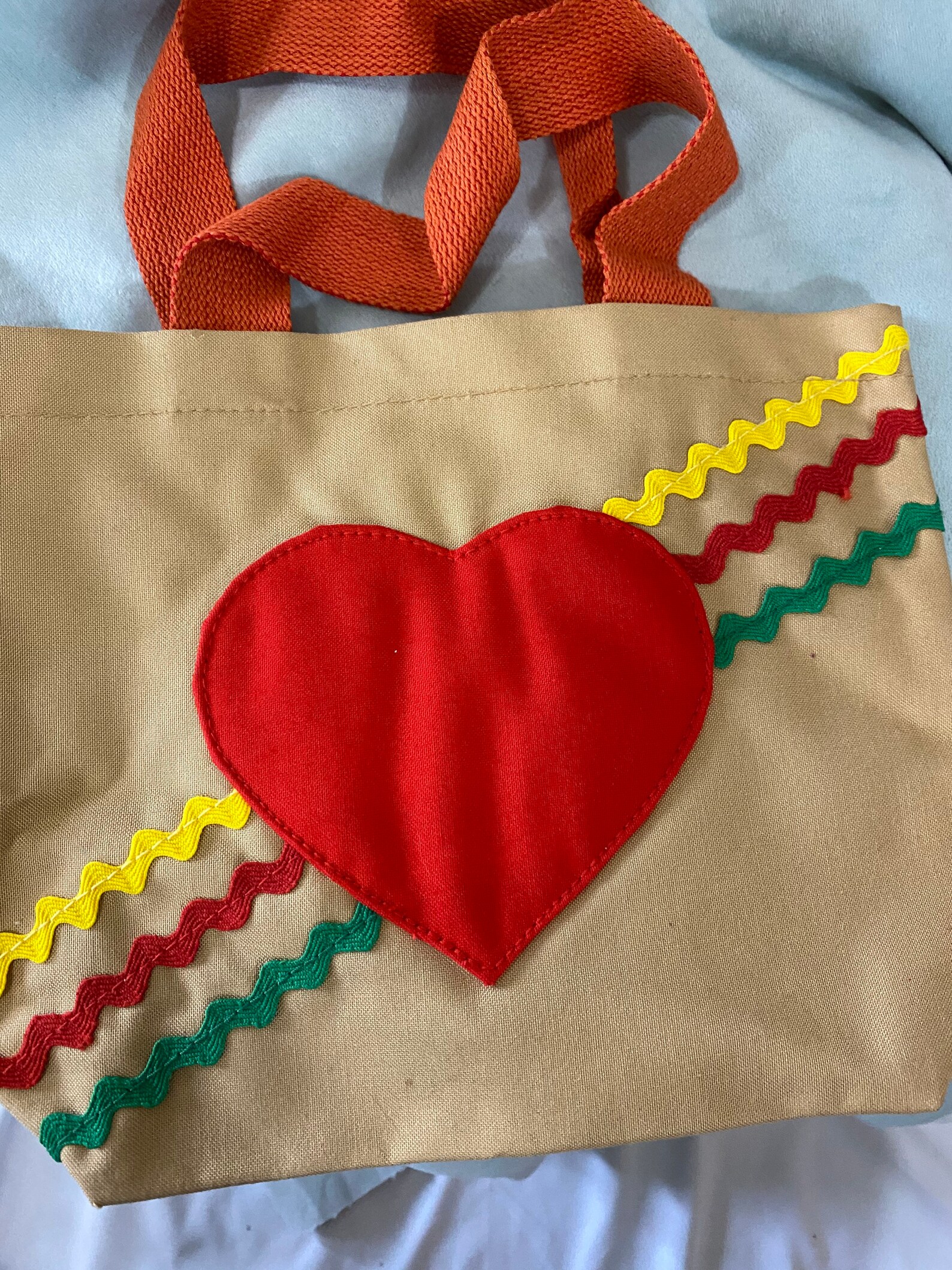1980s Heart and Rainbow Rickrack Mini Tote Bag - Etsy