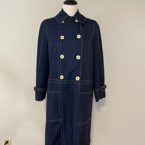 70s Navy Blue Topstitched Misty Harbor Raincoat image 2