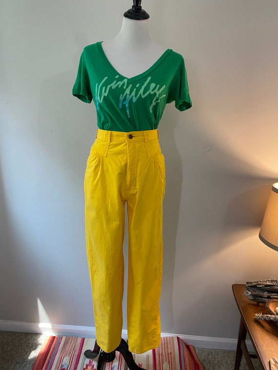 1980s Bright Yellow Palmetto High Waist Pants - image 8