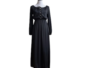 60s Vintage Leslie Fay Black Maxi Dress