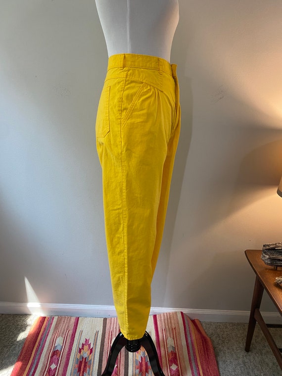 1980s Bright Yellow Palmetto High Waist Pants - image 5