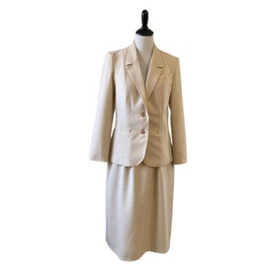 1970s/1980s Tan and White Stripe The Fashion Place Skirt Suit Set image 1