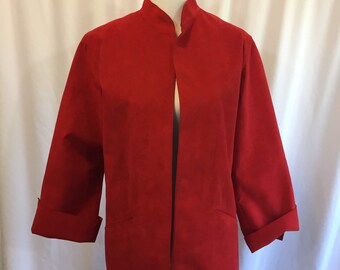 Vintage Red Da-Rue California Ultrasuede Blazer/Kimono Style