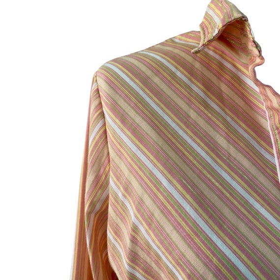 80s Peach Shimmer Stripe Wrangler Blouse - image 7