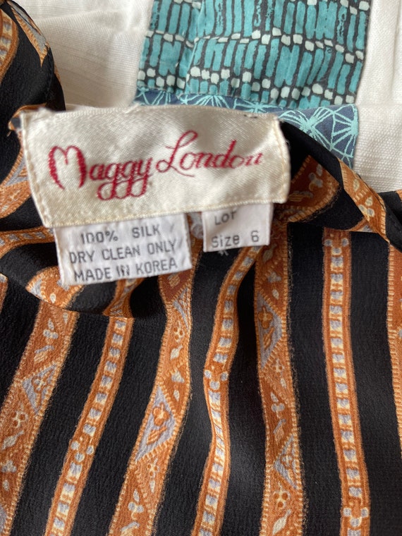 80s Maggy London Silk Wrap Dress - image 7
