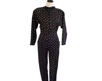 1990s Black Geometric Print Erika’s Place Jumpsuit