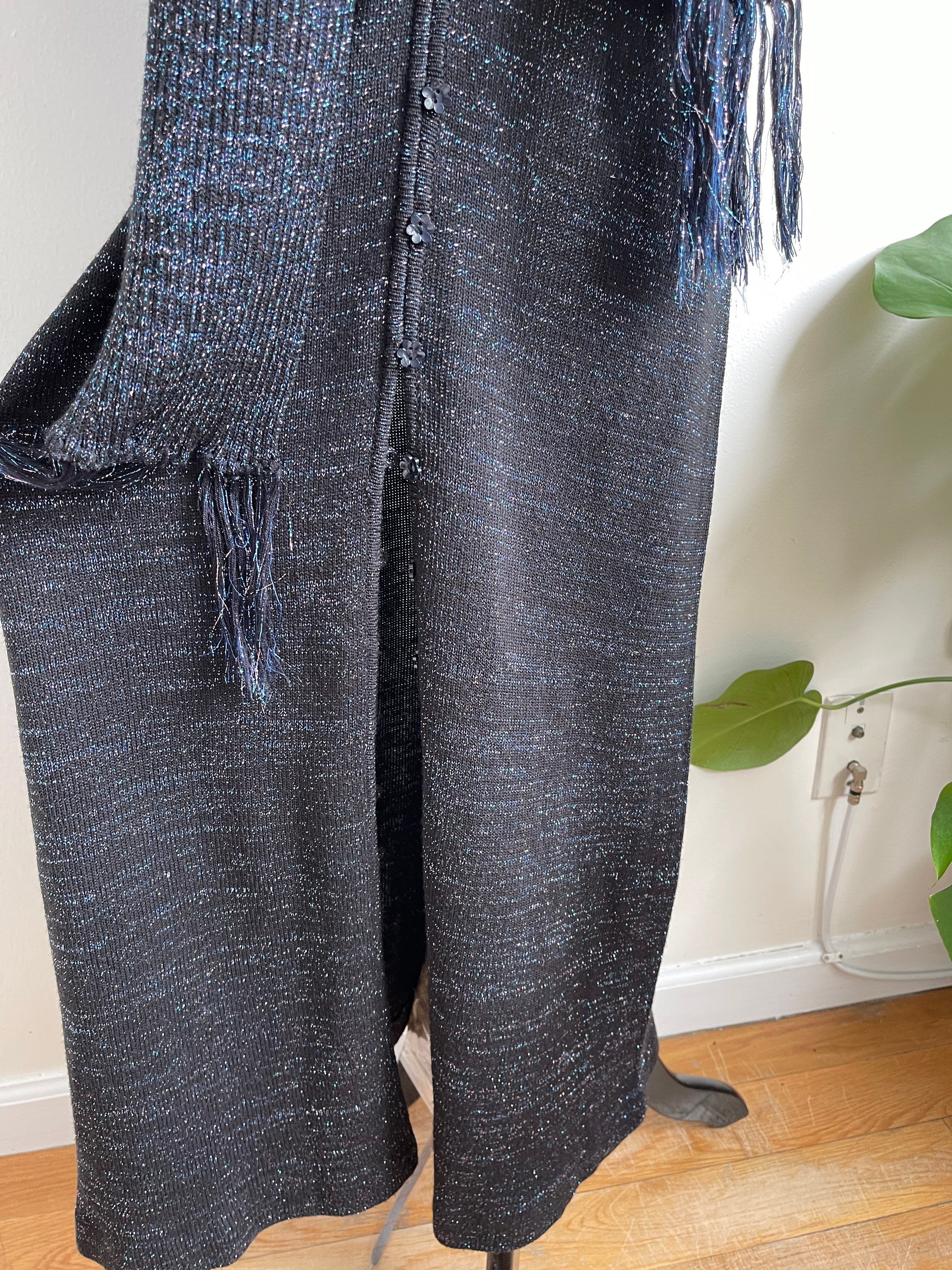 70s International Sparkle Black Knit Body Con Knit Maxi 70s International Sparkle Black Knit Body Con Knit Maxi