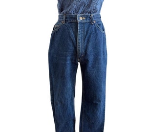 80s Lee High Waisted Dark Wash Union Made Jeans, 30 x 29.5”