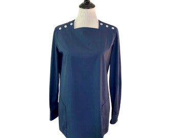 1970s Valentino Blue Mod Cotton Tunic
